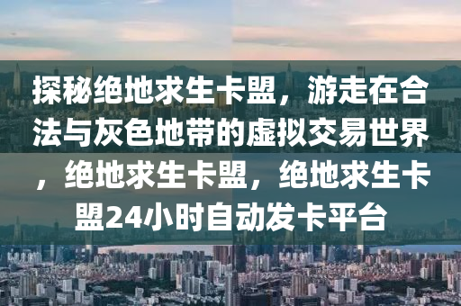 探秘绝地求生卡盟，游走在合法与灰色地带的虚拟交易世界，绝地求生卡盟，绝地求生卡盟24小时自动发卡平台