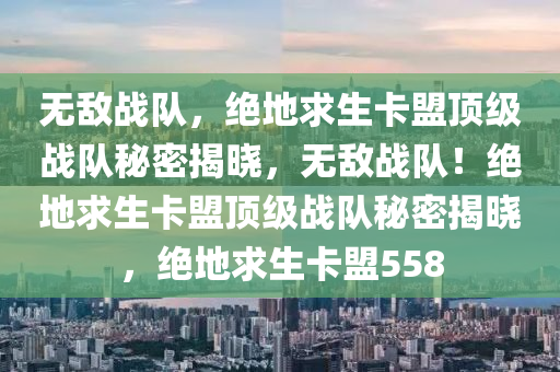无敌战队，绝地求生卡盟顶级战队秘密揭晓，无敌战队！绝地求生卡盟顶级战队秘密揭晓，绝地求生卡盟558