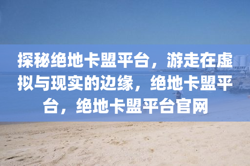 探秘绝地卡盟平台，游走在虚拟与现实的边缘，绝地卡盟平台，绝地卡盟平台官网