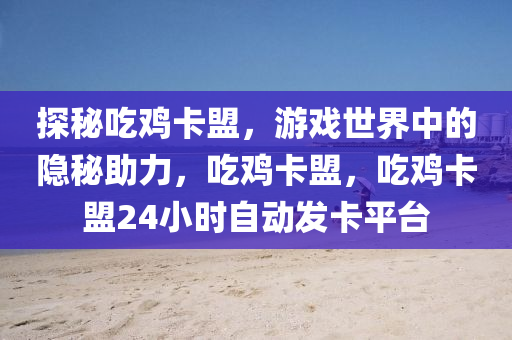 探秘吃鸡卡盟，游戏世界中的隐秘助力，吃鸡卡盟，吃鸡卡盟24小时自动发卡平台