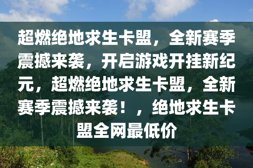 超燃绝地求生卡盟，全新赛季震撼来袭，开启游戏开挂新纪元，超燃绝地求生卡盟，全新赛季震撼来袭！，绝地求生卡盟全网最低价