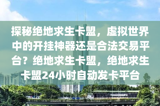 探秘绝地求生卡盟，虚拟世界中的开挂神器还是合法交易平台？绝地求生卡盟，绝地求生卡盟24小时自动发卡平台