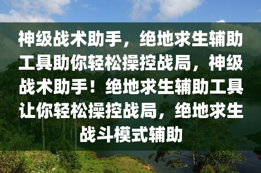 神级战术助手，绝地求生辅助工具助你轻松操控战局，神级战术助手！绝地求生辅助工具让你轻松操控战局，绝地求生战斗模式辅助