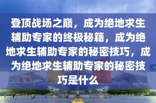 登顶战场之巅，成为绝地求生辅助专家的终极秘籍，成为绝地求生辅助专家的秘密技巧，成为绝地求生辅助专家的秘密技巧是什么