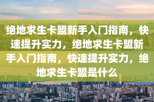 绝地求生卡盟新手入门指南，快速提升实力，绝地求生卡盟新手入门指南，快速提升实力，绝地求生卡盟是什么