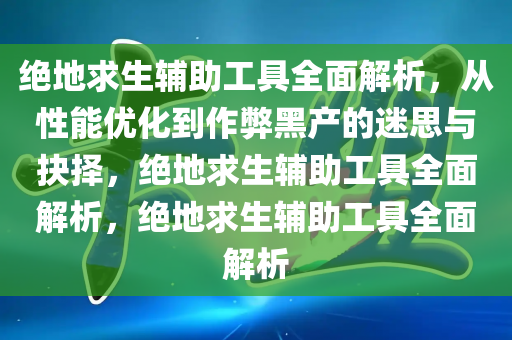 绝地求生辅助工具全面解析，从性能优化到作弊黑产的迷思与抉择，绝地求生辅助工具全面解析，绝地求生辅助工具全面解析