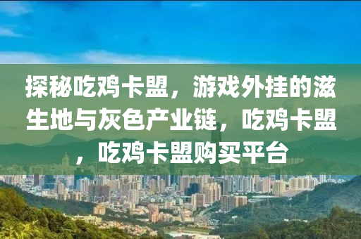 探秘吃鸡卡盟，游戏外挂的滋生地与灰色产业链，吃鸡卡盟，吃鸡卡盟购买平台