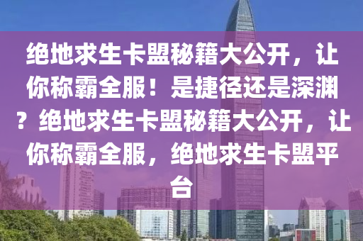 绝地求生卡盟秘籍大公开，让你称霸全服！是捷径还是深渊？绝地求生卡盟秘籍大公开，让你称霸全服，绝地求生卡盟平台