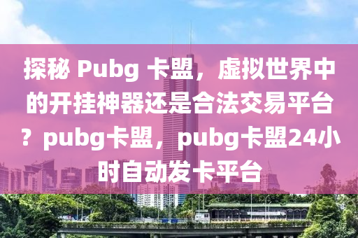 探秘 Pubg 卡盟，虚拟世界中的开挂神器还是合法交易平台？pubg卡盟，pubg卡盟24小时自动发卡平台