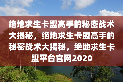 绝地求生卡盟高手的秘密战术大揭秘，绝地求生卡盟高手的秘密战术大揭秘，绝地求生卡盟平台官网2020