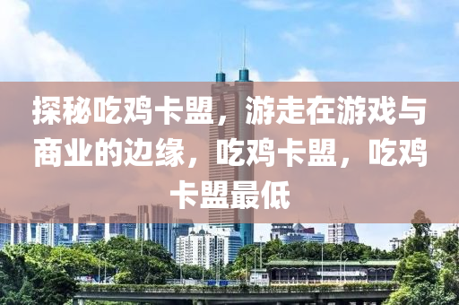 探秘吃鸡卡盟，游走在游戏与商业的边缘，吃鸡卡盟，吃鸡卡盟最低