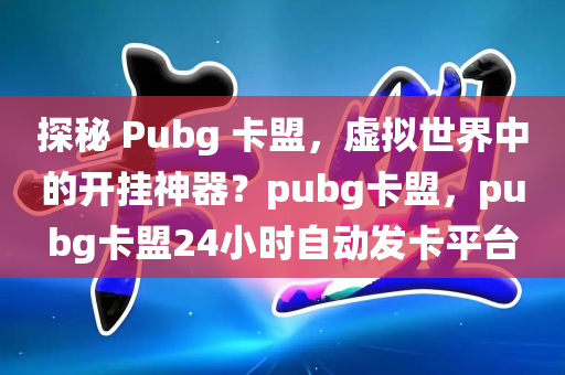 探秘 Pubg 卡盟，虚拟世界中的开挂神器？pubg卡盟，pubg卡盟24小时自动发卡平台