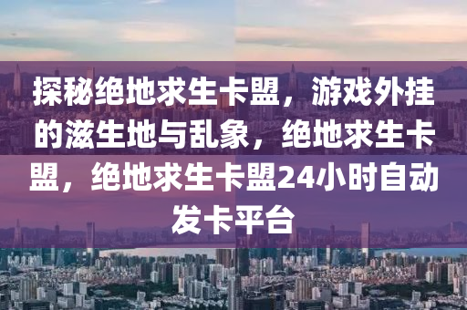 探秘绝地求生卡盟，游戏外挂的滋生地与乱象，绝地求生卡盟，绝地求生卡盟24小时自动发卡平台