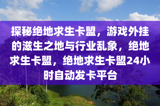 探秘绝地求生卡盟，游戏外挂的滋生之地与行业乱象，绝地求生卡盟，绝地求生卡盟24小时自动发卡平台