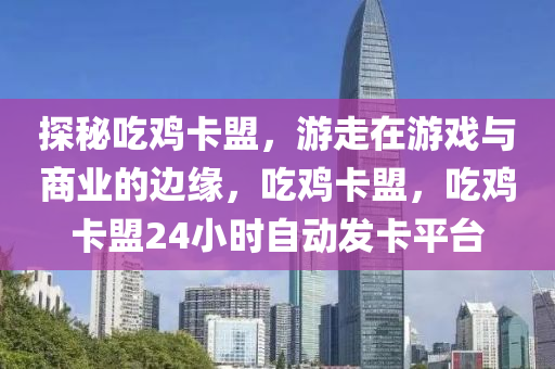 探秘吃鸡卡盟，游走在游戏与商业的边缘，吃鸡卡盟，吃鸡卡盟24小时自动发卡平台