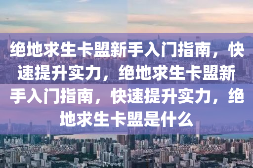 绝地求生卡盟新手入门指南，快速提升实力，绝地求生卡盟新手入门指南，快速提升实力，绝地求生卡盟是什么