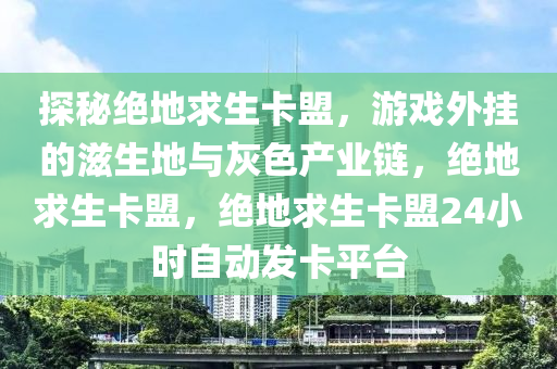 探秘绝地求生卡盟，游戏外挂的滋生地与灰色产业链，绝地求生卡盟，绝地求生卡盟24小时自动发卡平台