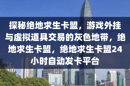 探秘绝地求生卡盟，游戏外挂与虚拟道具交易的灰色地带，绝地求生卡盟，绝地求生卡盟24小时自动发卡平台