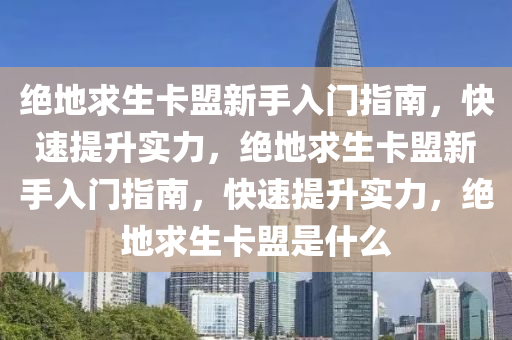 绝地求生卡盟新手入门指南，快速提升实力，绝地求生卡盟新手入门指南，快速提升实力，绝地求生卡盟是什么