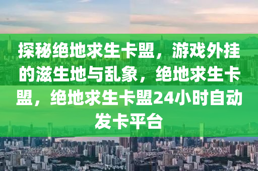 探秘绝地求生卡盟，游戏外挂的滋生地与乱象，绝地求生卡盟，绝地求生卡盟24小时自动发卡平台