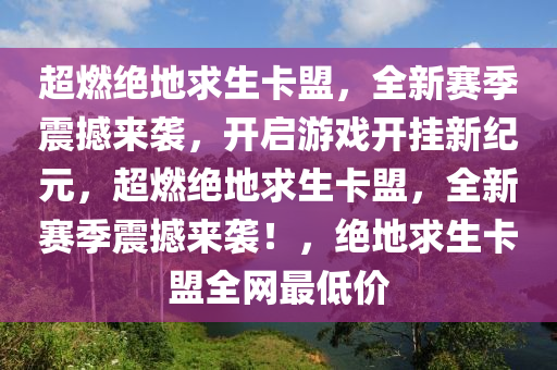 超燃绝地求生卡盟，全新赛季震撼来袭，开启游戏开挂新纪元，超燃绝地求生卡盟，全新赛季震撼来袭！，绝地求生卡盟全网最低价