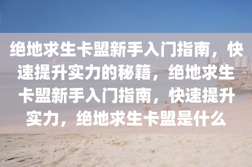 绝地求生卡盟新手入门指南，快速提升实力的秘籍，绝地求生卡盟新手入门指南，快速提升实力，绝地求生卡盟是什么