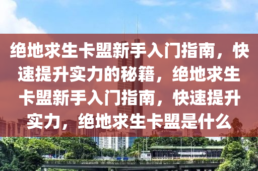 绝地求生卡盟新手入门指南，快速提升实力的秘籍，绝地求生卡盟新手入门指南，快速提升实力，绝地求生卡盟是什么
