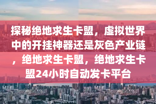 探秘绝地求生卡盟，虚拟世界中的开挂神器还是灰色产业链，绝地求生卡盟，绝地求生卡盟24小时自动发卡平台