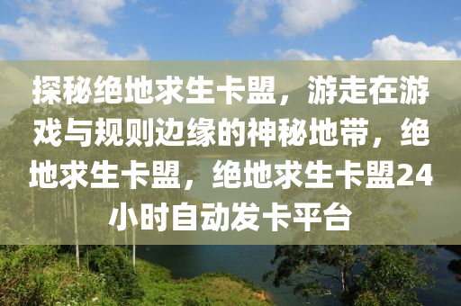 探秘绝地求生卡盟，游走在游戏与规则边缘的神秘地带，绝地求生卡盟，绝地求生卡盟24小时自动发卡平台