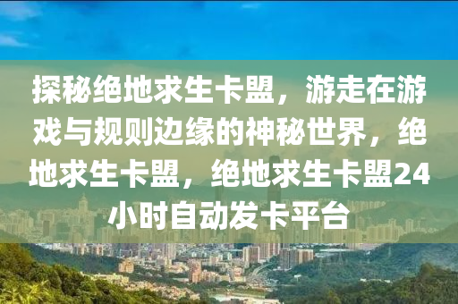 探秘绝地求生卡盟，游走在游戏与规则边缘的神秘世界，绝地求生卡盟，绝地求生卡盟24小时自动发卡平台