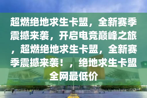 超燃绝地求生卡盟，全新赛季震撼来袭，开启电竞巅峰之旅，超燃绝地求生卡盟，全新赛季震撼来袭！，绝地求生卡盟全网最低价