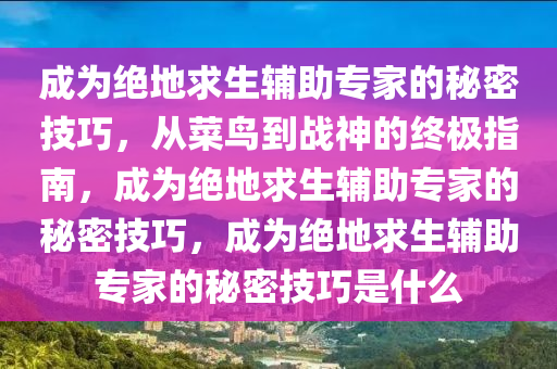 成为绝地求生辅助专家的秘密技巧，从菜鸟到战神的终极指南，成为绝地求生辅助专家的秘密技巧，成为绝地求生辅助专家的秘密技巧是什么