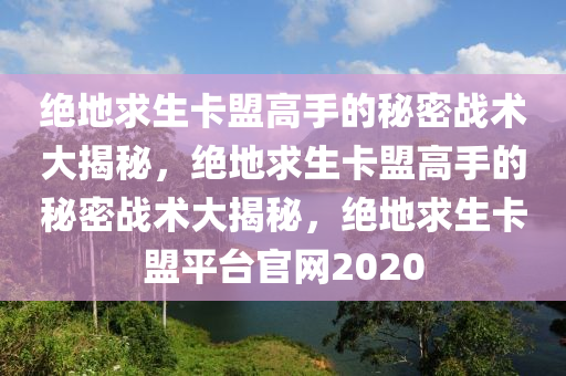绝地求生卡盟高手的秘密战术大揭秘，绝地求生卡盟高手的秘密战术大揭秘，绝地求生卡盟平台官网2020