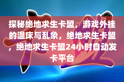 探秘绝地求生卡盟，游戏外挂的温床与乱象，绝地求生卡盟，绝地求生卡盟24小时自动发卡平台
