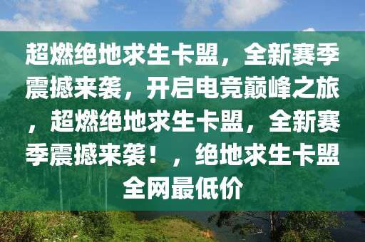 超燃绝地求生卡盟，全新赛季震撼来袭，开启电竞巅峰之旅，超燃绝地求生卡盟，全新赛季震撼来袭！，绝地求生卡盟全网最低价