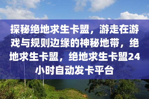 探秘绝地求生卡盟，游走在游戏与规则边缘的神秘地带，绝地求生卡盟，绝地求生卡盟24小时自动发卡平台